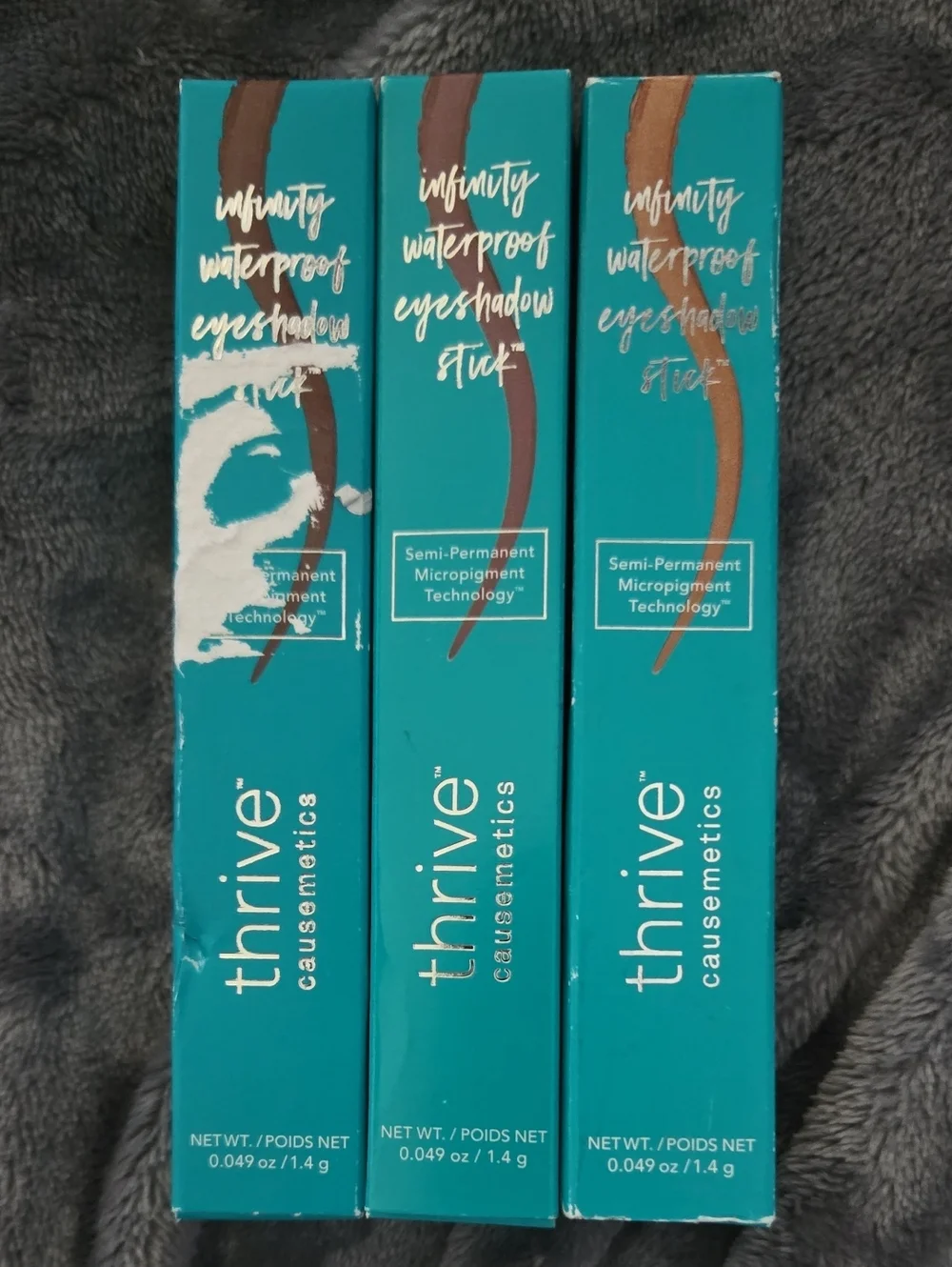 Three New Thrive Infinity Waterproof Eyeshadow Sticks- Dr. Q, Elena, Riji